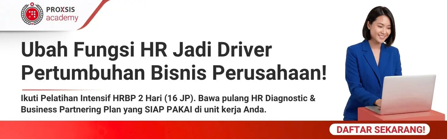 Banner jadwal Pelatihan HR Business Partner (HRBP) dengan tombol konsultasi WhatsApp