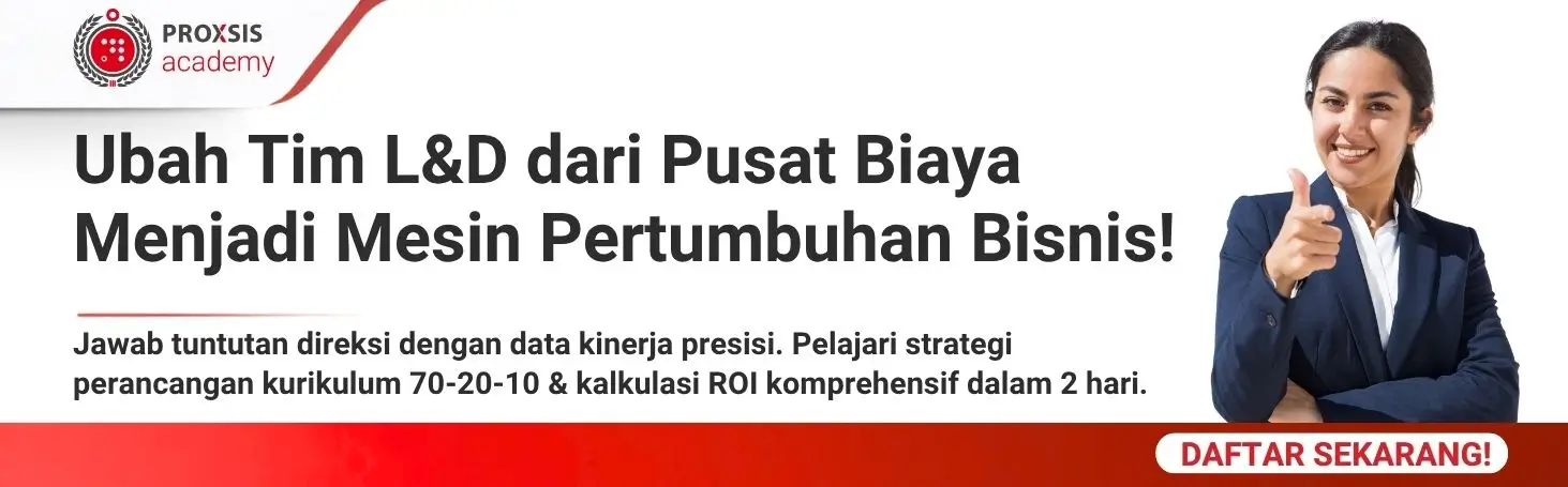 Banner strategi pelatihan Learning and Development, ubah tim L&D dari pusat biaya menjadi mesin pertumbuhan bisnis